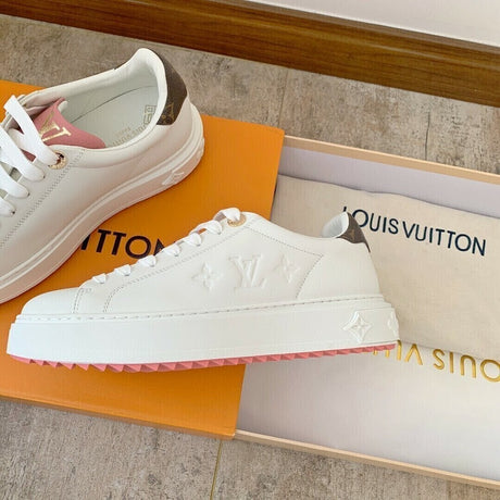 Louis Vuitton Time Out Debossed LV Monogram Leather White Pink