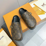 LOUIS VUITTON COSY FLAT COMFORT CLOG CACAO BROWN