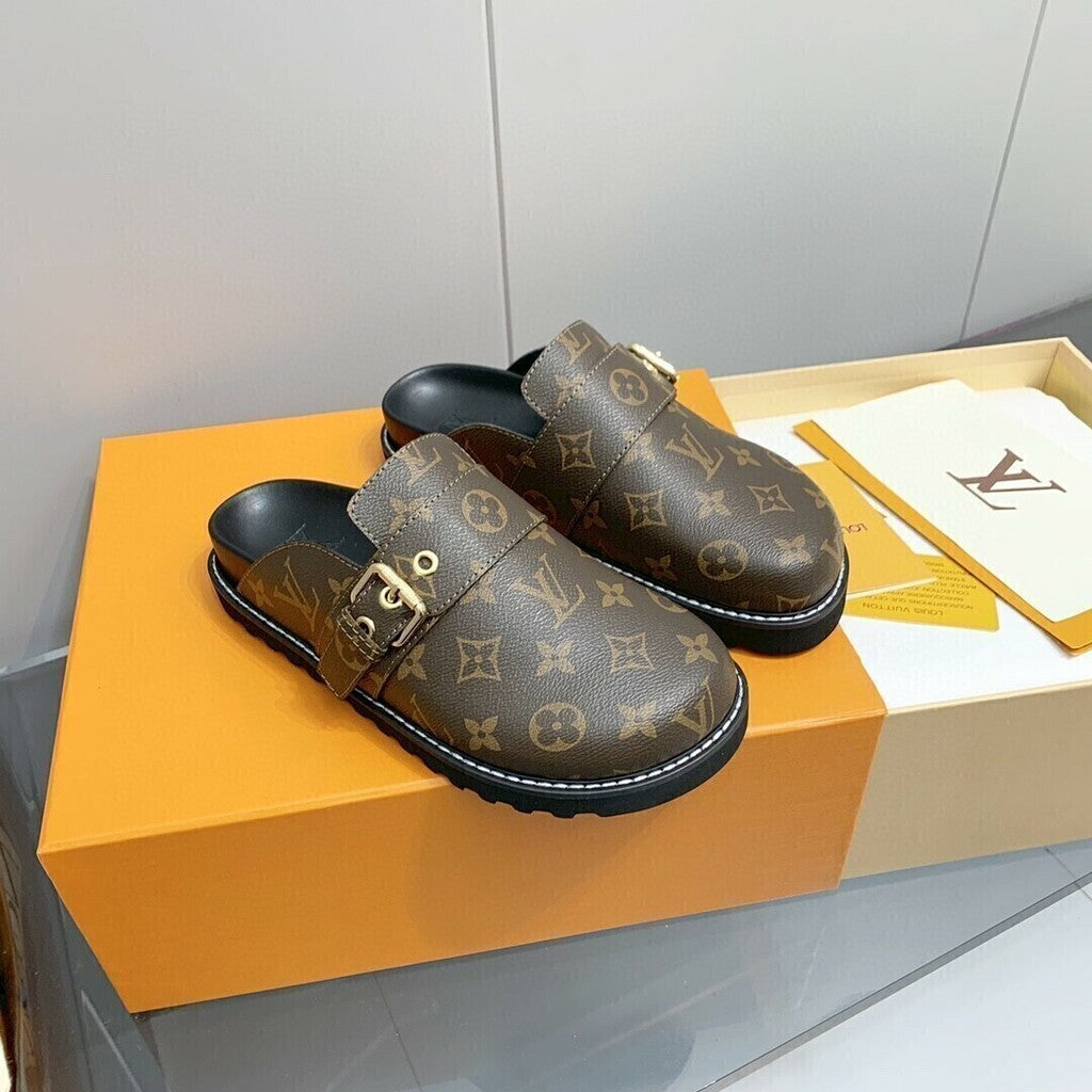 LOUIS VUITTON COSY FLAT COMFORT CLOG CACAO BROWN