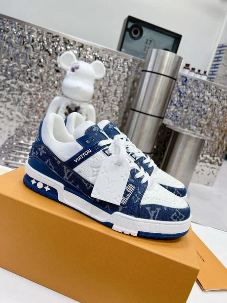 Louis Vuitton LV Trainer Monogram Denim White Blue