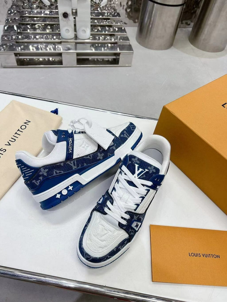 Louis Vuitton LV Trainer Monogram Denim White Blue (Pronta entrega)