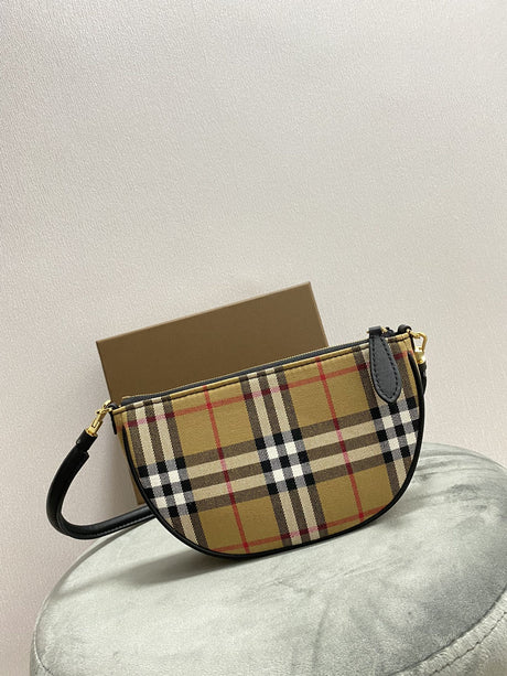 Burberry Vintage Check Cotton Olympia Pouch Archive Beige