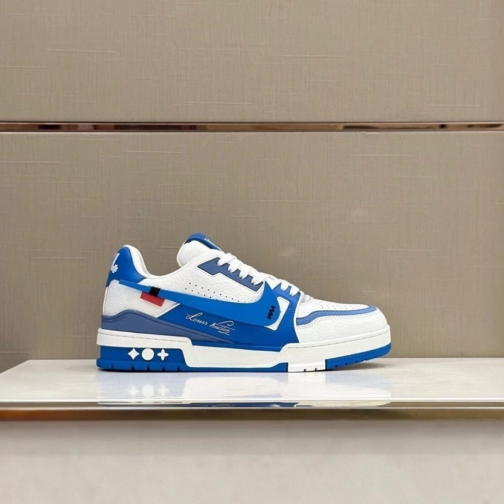 LOUIS VUITTON TRAINER SNEAKER LOW LV WHITE/BLUE