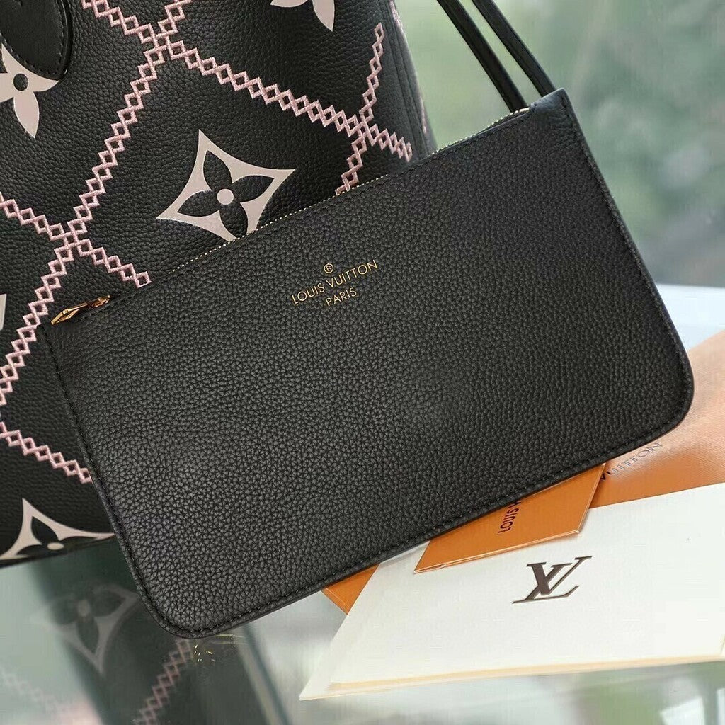 Louis Vuitton Neverfull MM Monogram Empriente Black LV M46040 31*28*14cm