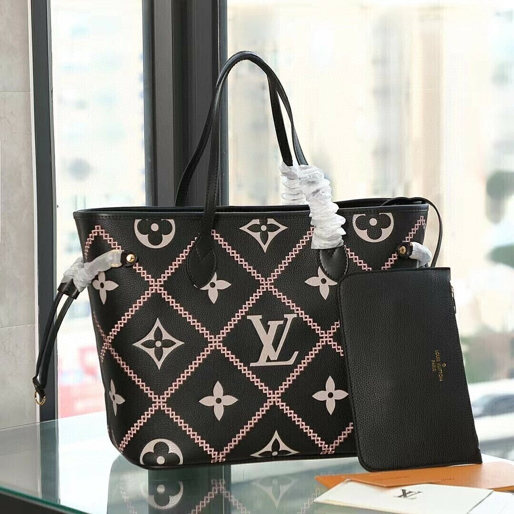 Louis Vuitton Neverfull MM Monogram Empriente Black LV M46040 31*28*14cm