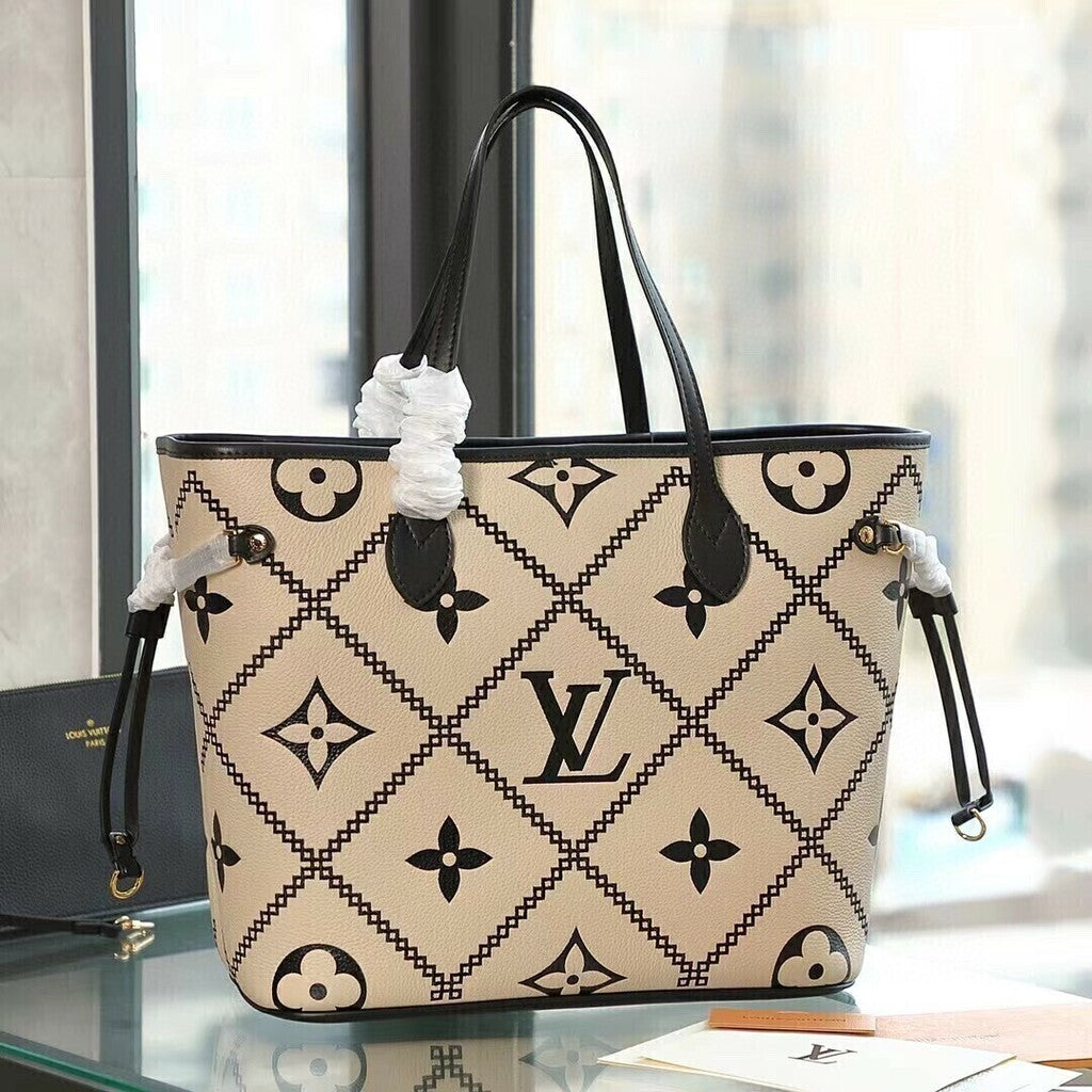 Louis Vuitton Neverfull MM Monogram Empriente Cream/Black M46040 31*28*14cm