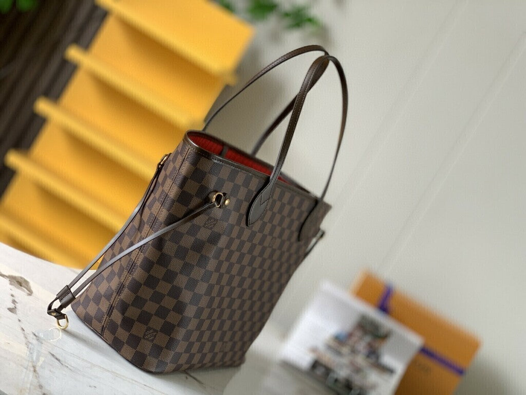 Louis Vuitton Neverfull Damier Ebene MM Cerise Lining M41358 32*29*17cm