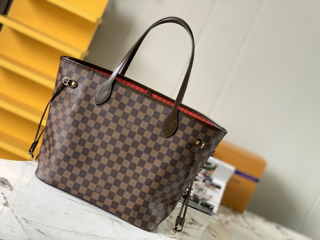 Louis Vuitton Neverfull Damier Ebene MM Cerise Lining M41358 32*29*17cm