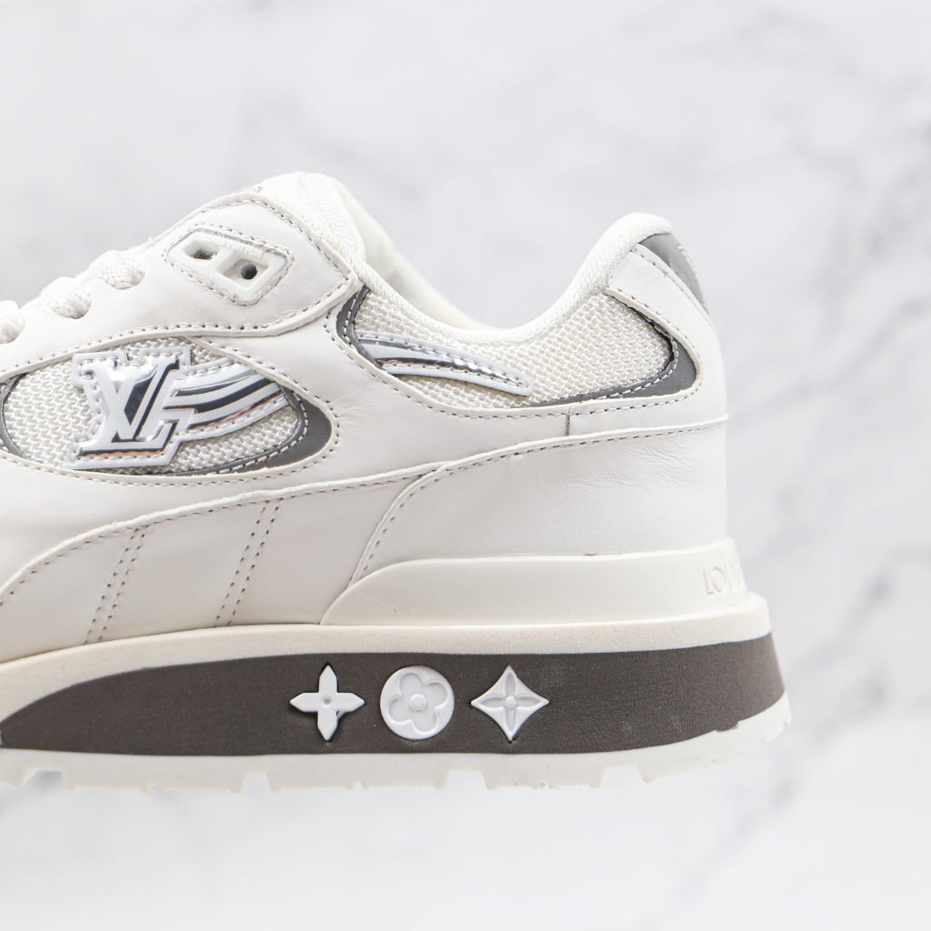 LOUIS VUITTON Run Away Sneakers Suede with Mesh White