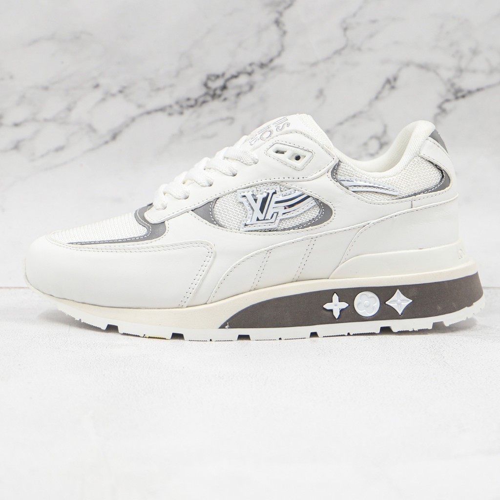 LOUIS VUITTON Run Away Sneakers Suede with Mesh White