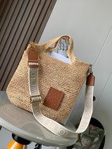 Mini Slit Bag In Raffia And Calfskin LOEWE